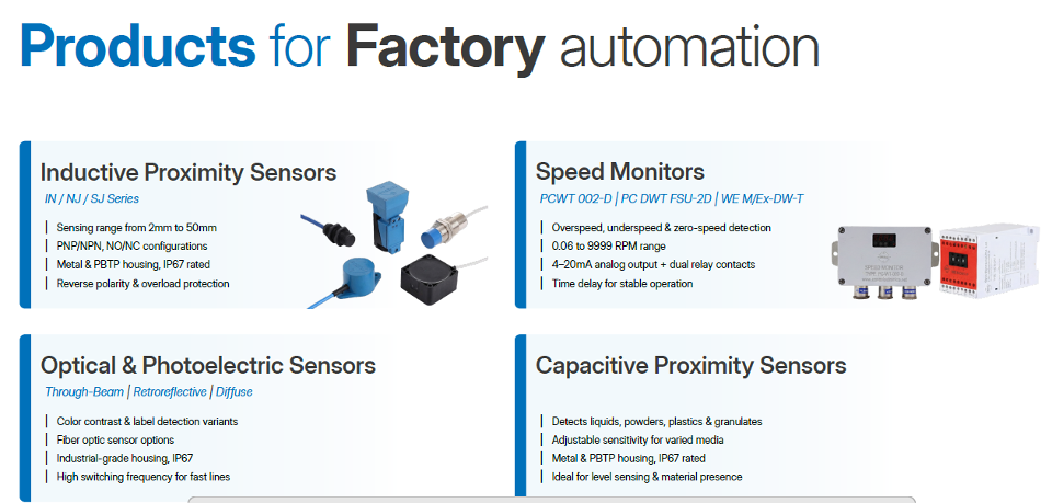 Factory Automation Sensors Industrial Automation Technologies